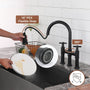 2 Handle 3-Hole Widespread Kitchen Faucet with 3-Mode Aerator and 360° Swivel Spout
