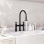 2 Handle 3-Hole Widespread Kitchen Faucet with 3-Mode Aerator and 360° Swivel Spout