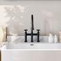2 Handle 3-Hole Widespread Kitchen Faucet with 3-Mode Aerator and 360° Swivel Spout