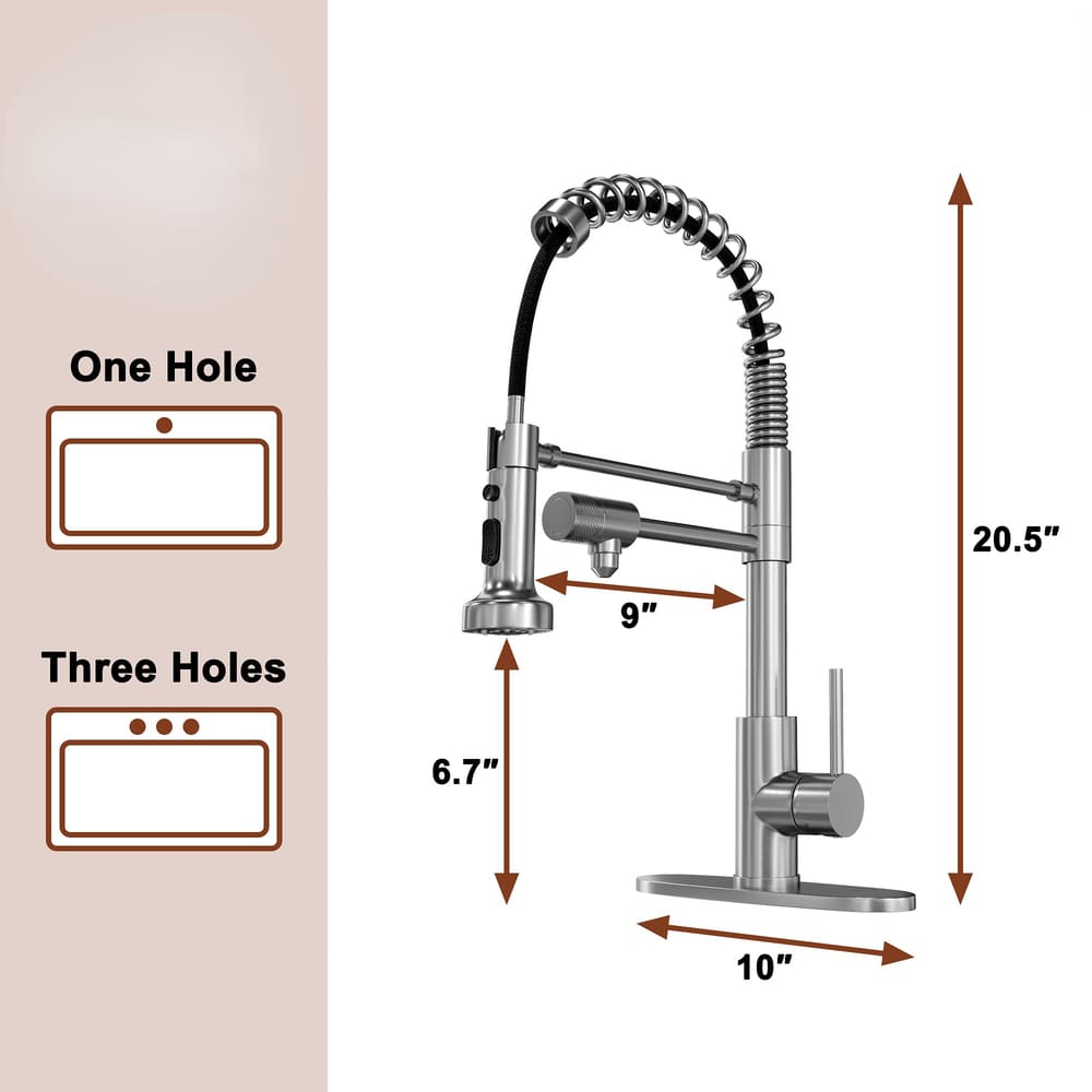 Pull-Down Kitchen Faucet with Purified Water Port - 3 Function Spray & Deck Plate
