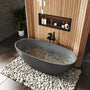 65" Luxurious Solid Surface Oval Freestanding Soaking Bathtub Matte Black, Matte Grey - Monaco