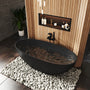 65" Luxurious Solid Surface Oval Freestanding Soaking Bathtub Matte Black, Matte Grey - Monaco