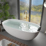 CASAINC 71" Matte White Stone Resin Adult Freestanding Soaking Tub with Cushions