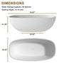 CASAINC 71" Matte White Stone Resin Adult Freestanding Soaking Tub with Cushions