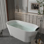 CASAINC 59/67" Matte White Artificial Stone Adult Freestanding Soaking Tub with Cushions