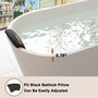 CASAINC 59/67" Matte White Artificial Stone Adult Freestanding Soaking Tub with Cushions