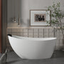 CASAINC 59/67" Matte White Stone Resin Adult Freestanding Soaking Tub with Cushions