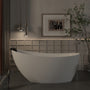CASAINC 59/67" Matte White Stone Resin Adult Freestanding Soaking Tub with Cushions