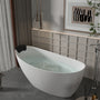 CASAINC 59/67" Matte White Stone Resin Adult Freestanding Soaking Tub with Cushions