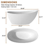 CASAINC 59/67" Matte White Stone Resin Adult Freestanding Soaking Tub with Cushions