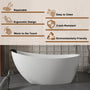 CASAINC 59/67" Matte White Stone Resin Adult Freestanding Soaking Tub with Cushions