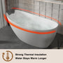 CASAINC 59/67" Matte White Stone Resin Adult Freestanding Soaking Tub with Cushions
