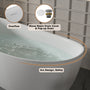 CASAINC 59/67" Matte White Stone Resin Adult Freestanding Soaking Tub with Cushions