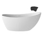 CASAINC 59/67" Matte White Stone Resin Adult Freestanding Soaking Tub with Cushions