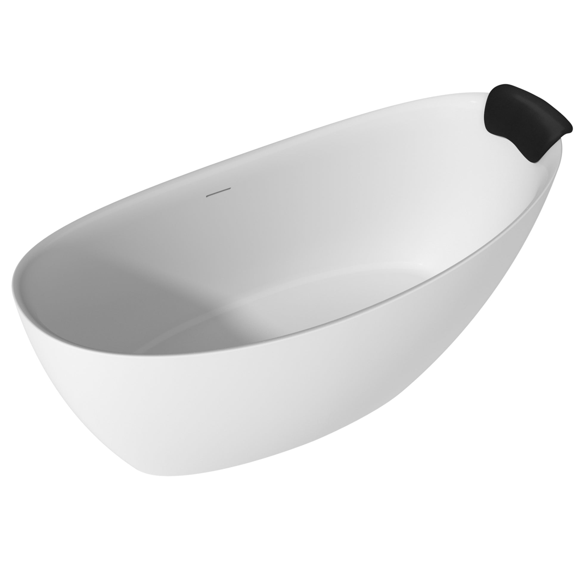 CASAINC 59/67" Matte White Stone Resin Adult Freestanding Soaking Tub with Cushions