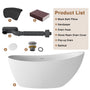 CASAINC 59/67" Matte White Stone Resin Adult Freestanding Soaking Tub with Cushions