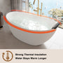 CASAINC 59/67" Matte White Stone Resin Adult Freestanding Soaking Tub with Cushions