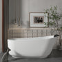 CASAINC 59/67" Matte White Stone Resin Adult Freestanding Soaking Tub with Cushions