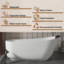 CASAINC 59/67" Matte White Stone Resin Adult Freestanding Soaking Tub with Cushions