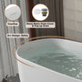CASAINC 59/67" Matte White Stone Resin Adult Freestanding Soaking Tub with Cushions