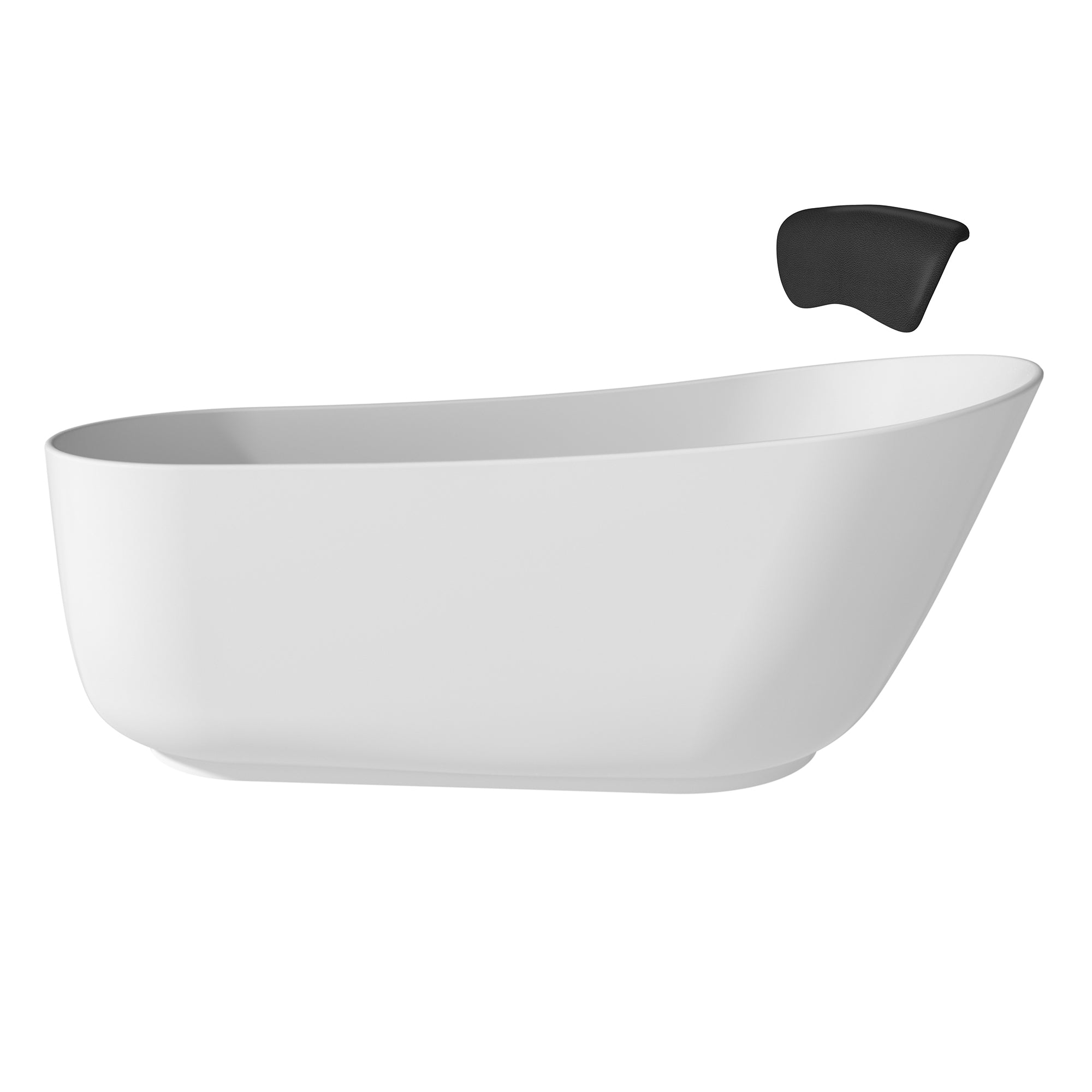 CASAINC 59/67" Matte White Stone Resin Adult Freestanding Soaking Tub with Cushions