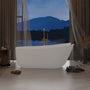 CASAINC 59/67" Matte White Stone Resin Adult Freestanding Soaking Tub with Cushions
