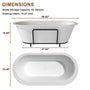 CASAINC 67/71" Matte White Stone Resin Adult Freestanding Soaking Tub with Cushions
