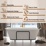 CASAINC 67/71" Matte White Stone Resin Adult Freestanding Soaking Tub with Cushions