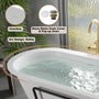 CASAINC 67/71" Matte White Stone Resin Adult Freestanding Soaking Tub with Cushions