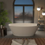 CASAINC 67" Matte White Stone Resin Adult Freestanding Soaking Tub with Cushions