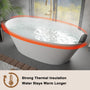 CASAINC 67" Matte White Stone Resin Adult Freestanding Soaking Tub with Cushions