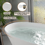 CASAINC 67" Matte White Stone Resin Adult Freestanding Soaking Tub with Cushions