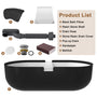 CASAINC 67/71" Black Outside and White Inside Artificial Stone Adult Freestanding Soaking Tub with Cushions and Shelves