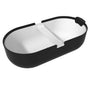 CASAINC 67/71" Black Outside and White Inside Artificial Stone Adult Freestanding Soaking Tub with Cushions and Shelves