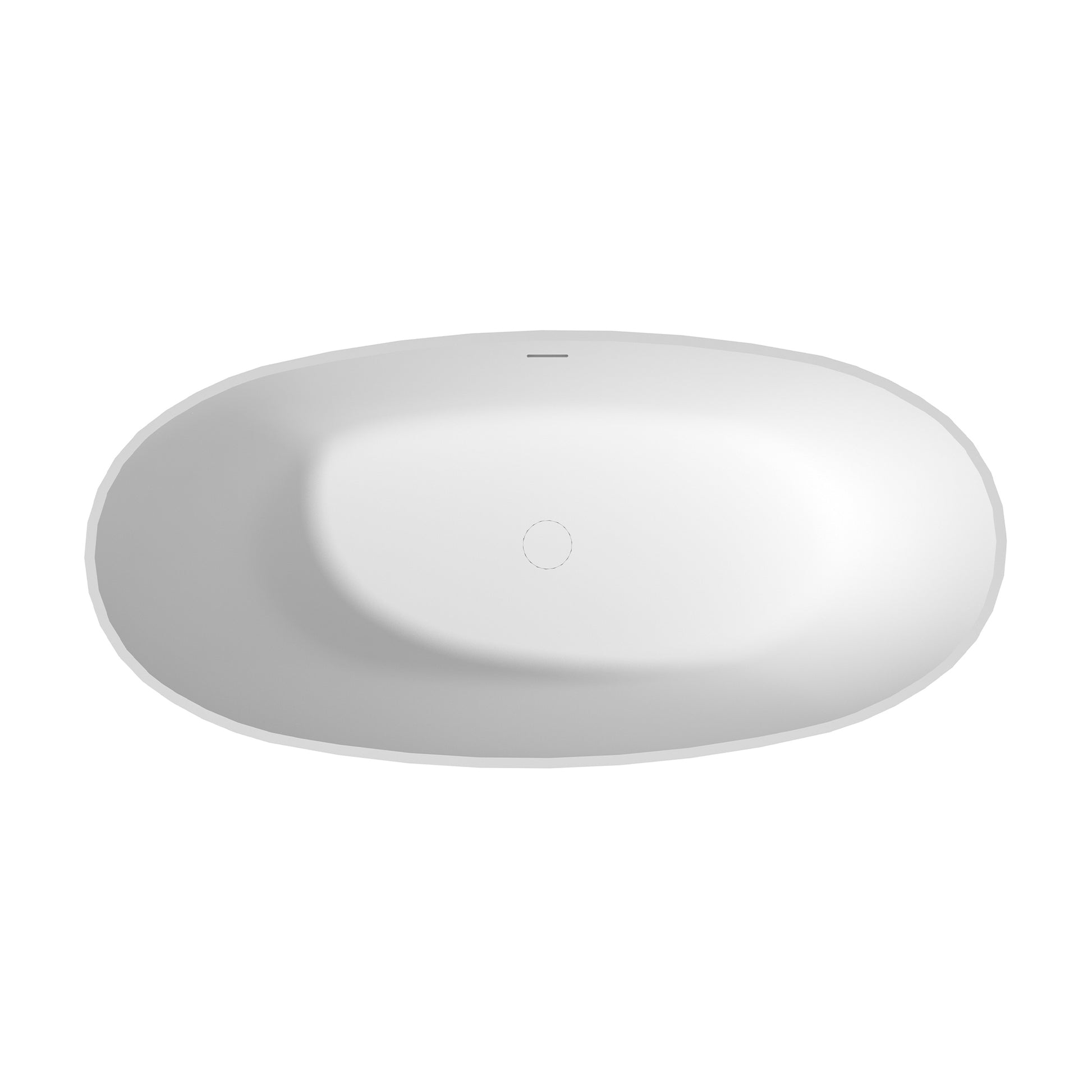 59"/63"/67" Freestanding Oval Solid Surface Stone Bathtub with Center Drain and cUPc Certification, Matte White (With/without Tub Faucet)