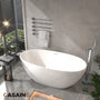 59"/63"/67" Freestanding Oval Solid Surface Stone Bathtub with Center Drain and cUPc Certification, Matte White (With/without Tub Faucet)