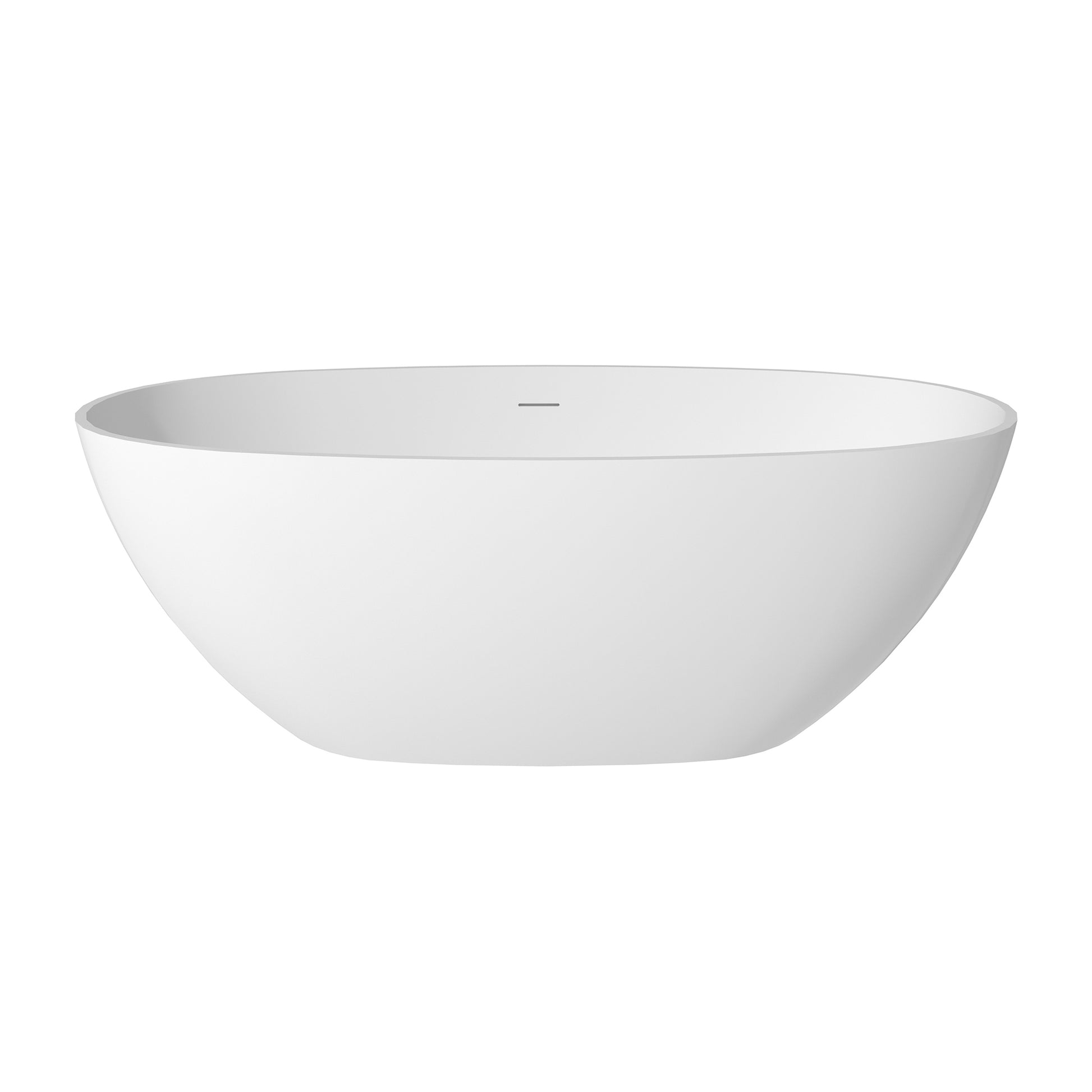 59"/63"/67" Freestanding Oval Solid Surface Stone Bathtub with Center Drain and cUPc Certification, Matte White (With/without Tub Faucet)