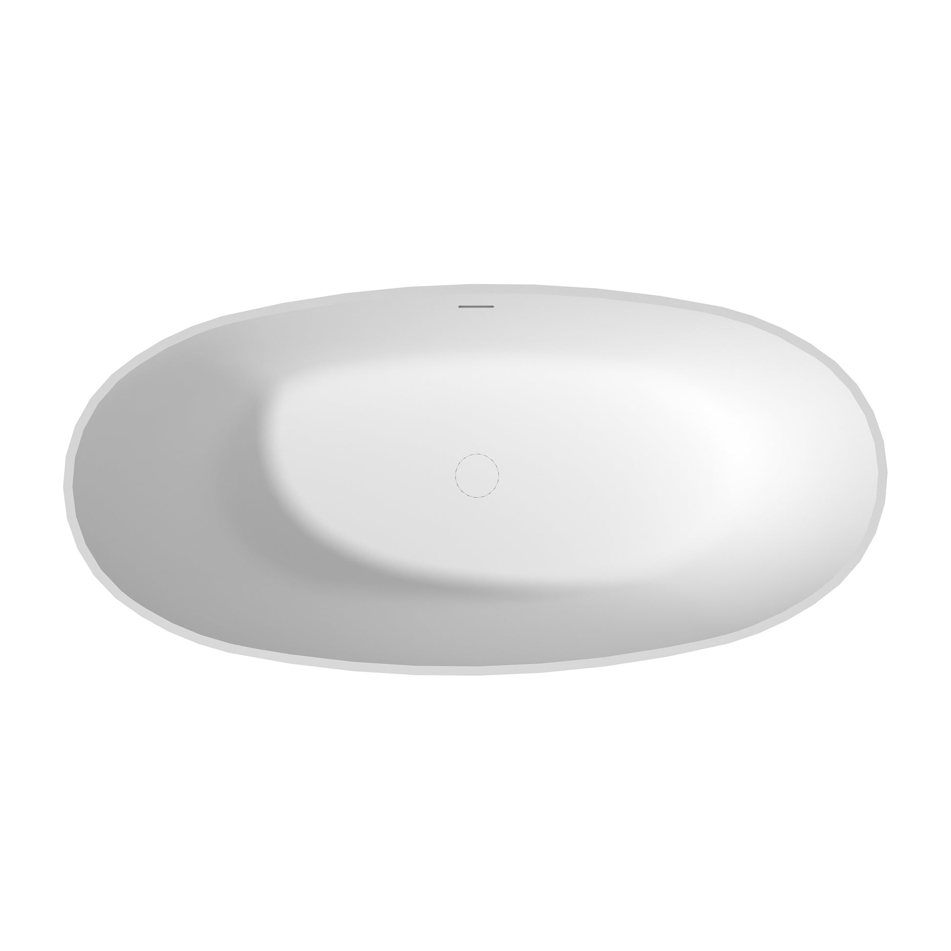 59"/63"/67" Freestanding Oval Solid Surface Stone Bathtub with Center Drain and cUPc Certification, Matte White (With/without Tub Faucet)