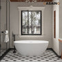 59"/63"/67" Freestanding Oval Solid Surface Stone Bathtub with Center Drain and cUPc Certification, Matte White (With/without Tub Faucet)