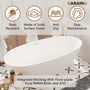59"/63"/67" Freestanding Oval Solid Surface Stone Bathtub with Center Drain and cUPc Certification, Matte White (With/without Tub Faucet)