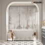 59"/63"/67" Freestanding Oval Solid Surface Stone Bathtub with Center Drain and cUPc Certification, Matte White (With/without Tub Faucet)