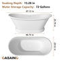 67" Freestanding Solid Surface Stone Bathtub - Matte White Finish, Center Drain, cUPc Certified, Double-Ended High-Back Design(With/without Tub Faucet)