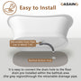 67" Freestanding Solid Surface Stone Bathtub - Matte White Finish, Center Drain, cUPc Certified, Double-Ended High-Back Design(With/without Tub Faucet)