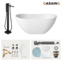 56"/65"/71" Solid Surface Stone Freestanding Tub - Soak in Style with Matte White Finish, Center Drain, and cUPc Certification(With/without Bathtub Faucet)