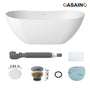 56"/65"/71" Solid Surface Stone Freestanding Tub - Soak in Style with Matte White Finish, Center Drain, and cUPc Certification(With/without Bathtub Faucet)