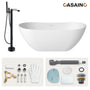 56"/65"/71" Solid Surface Stone Freestanding Tub - Soak in Style with Matte White Finish, Center Drain, and cUPc Certification(With/without Bathtub Faucet)