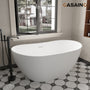 56"/65"/71" Solid Surface Stone Freestanding Tub - Soak in Style with Matte White Finish, Center Drain, and cUPc Certification(With/without Bathtub Faucet)
