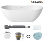 56"/65"/71" Solid Surface Stone Freestanding Tub - Soak in Style with Matte White Finish, Center Drain, and cUPc Certification(With/without Bathtub Faucet)
