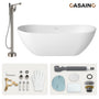 56"/65"/71" Solid Surface Stone Freestanding Tub - Soak in Style with Matte White Finish, Center Drain, and cUPc Certification(With/without Bathtub Faucet)