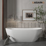 56"/65"/71" Solid Surface Stone Freestanding Tub - Soak in Style with Matte White Finish, Center Drain, and cUPc Certification(With/without Bathtub Faucet)